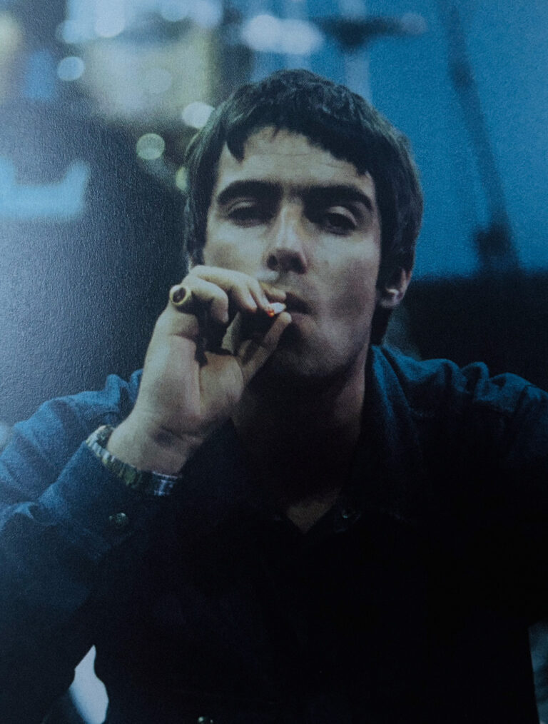 Liam Gallagher portrait during the 1990s Britpop era reflecting London rock attitude