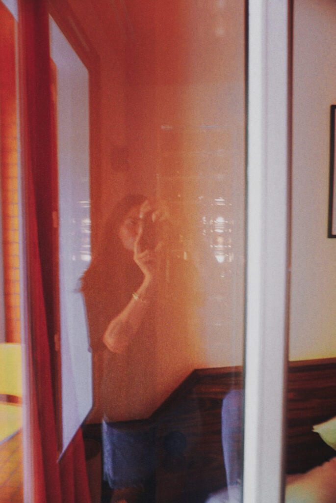 Tamara Chaudesaigues tattoo artist in Avignon, portrait reflection