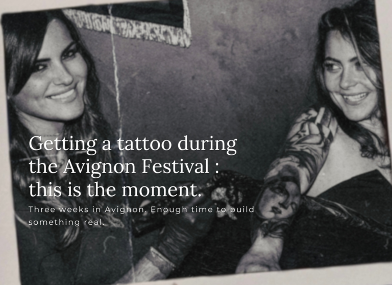 Tamara Chaudesaigues tattoo artist during a tattoo session at Graphicaderme Avignon