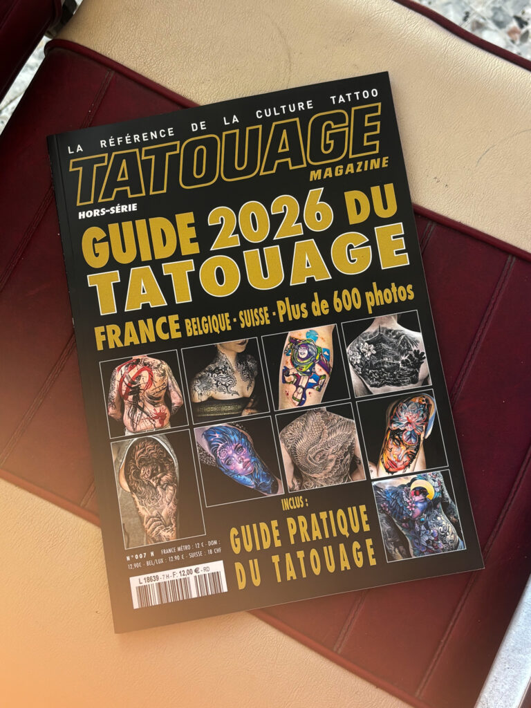 Couverture du Guide des Tatoueurs 2026 de Tatouage Magazine, hors-série France Belgique Suisse, plus de 600 photos