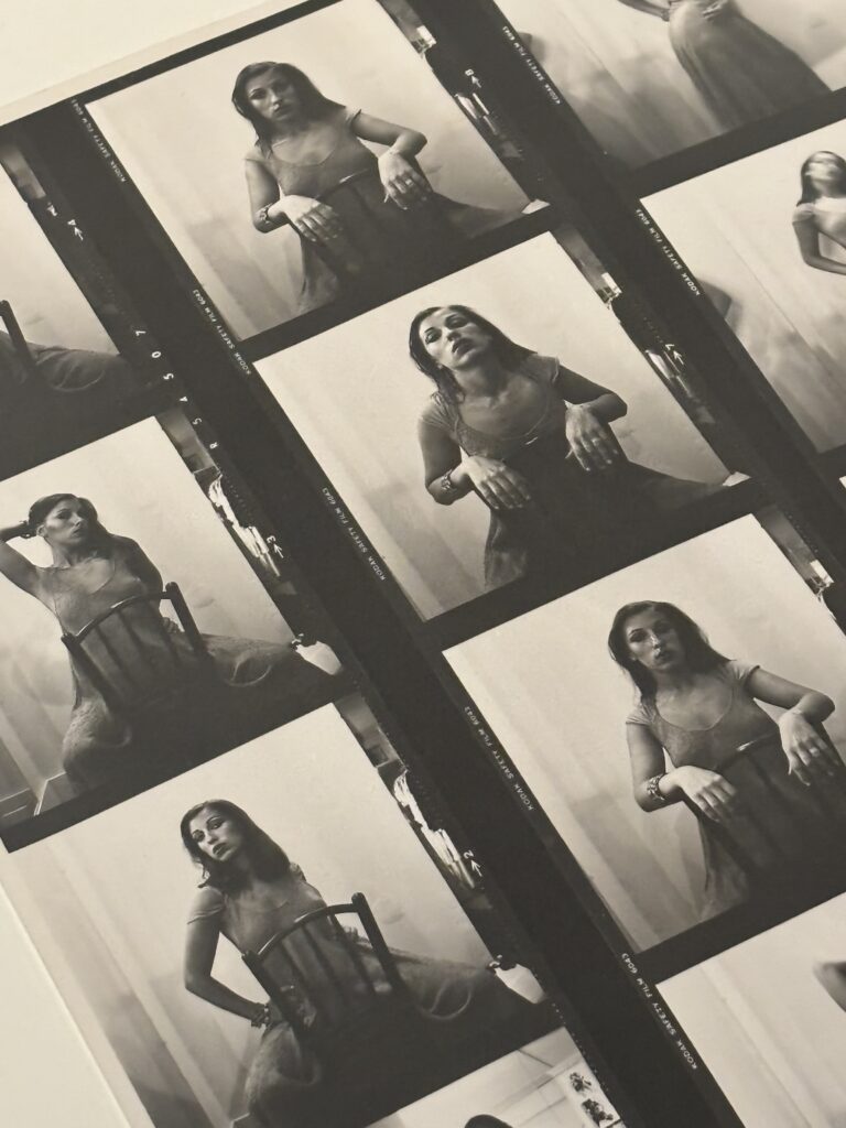 Detail of black and white portraits on a contact plate by David Armstrong at LUMA Arles