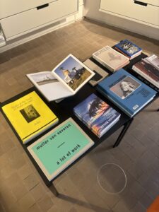 Art and photography books displayed in the LUMA Arles bookshop