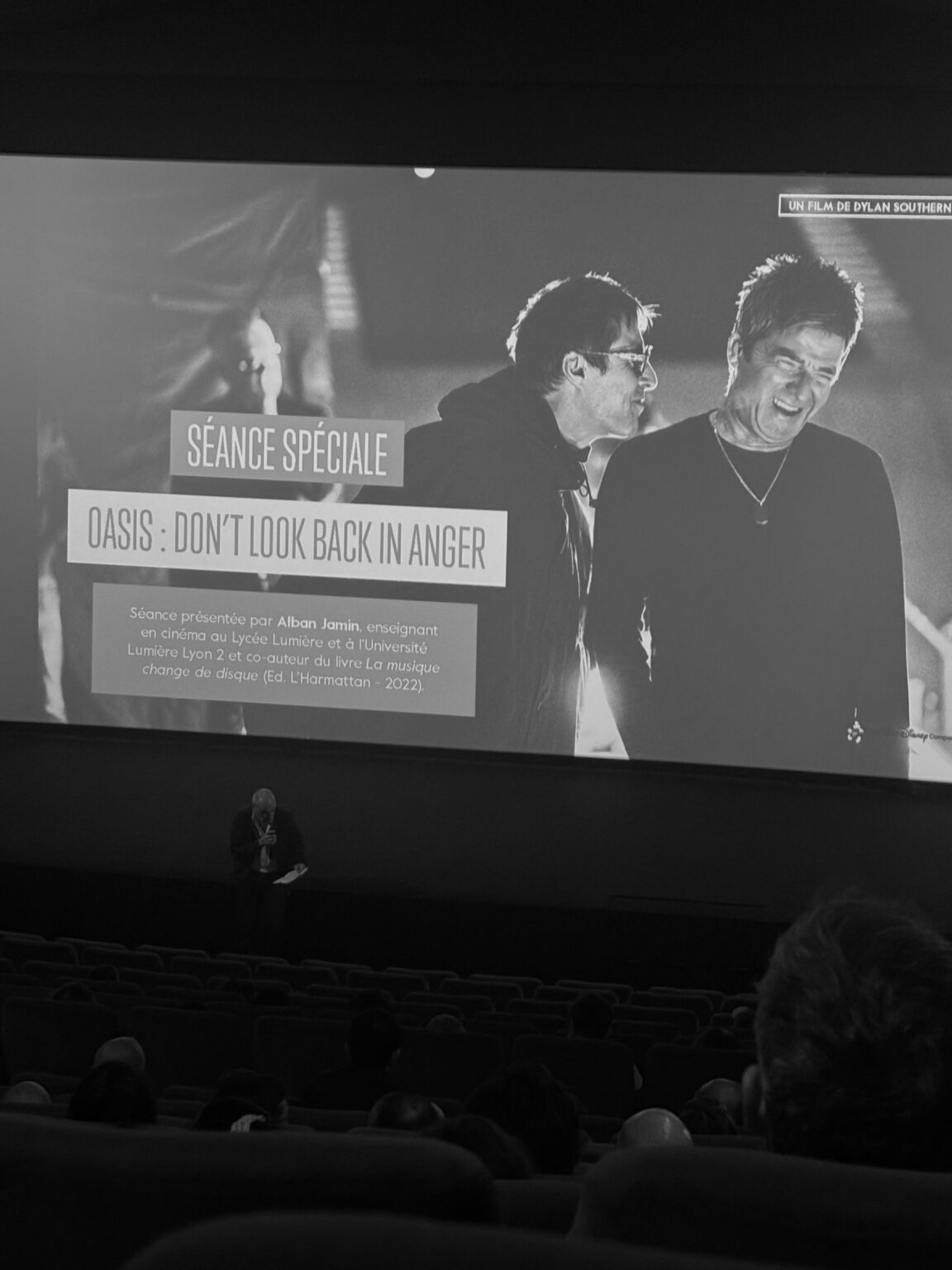Poster for the Oasis Don’t Look Back in Anger documentary at the Comoedia cinema in Lyon
