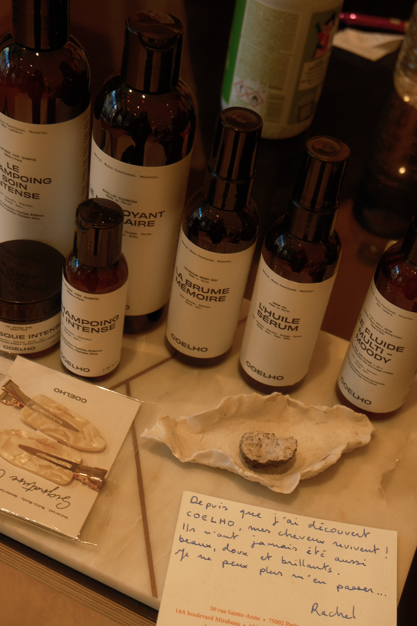 Hair products from Coelho presented in the Pieds Nus store