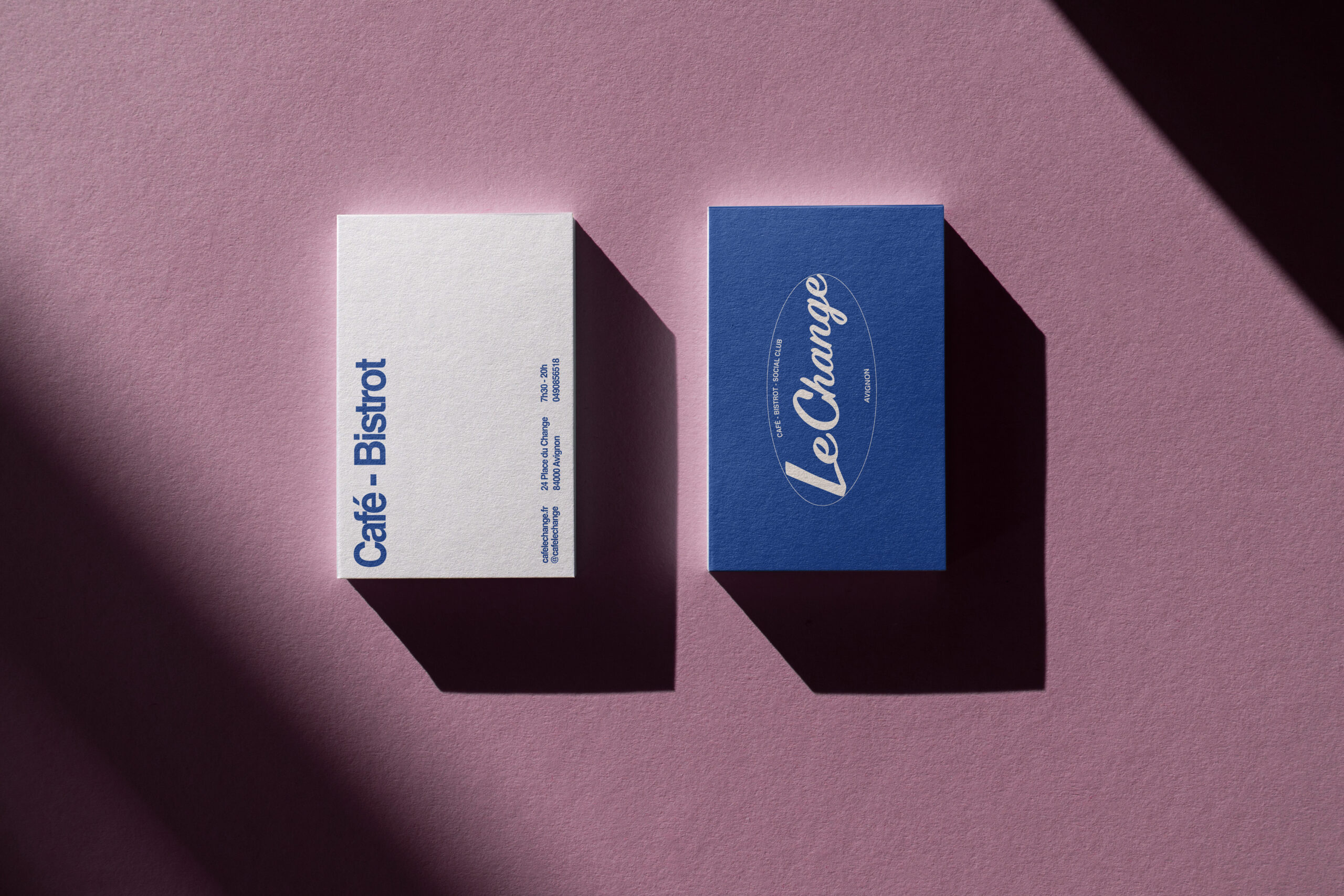 Business cards of the restaurant Le Change designed by Minuit d’Orsay