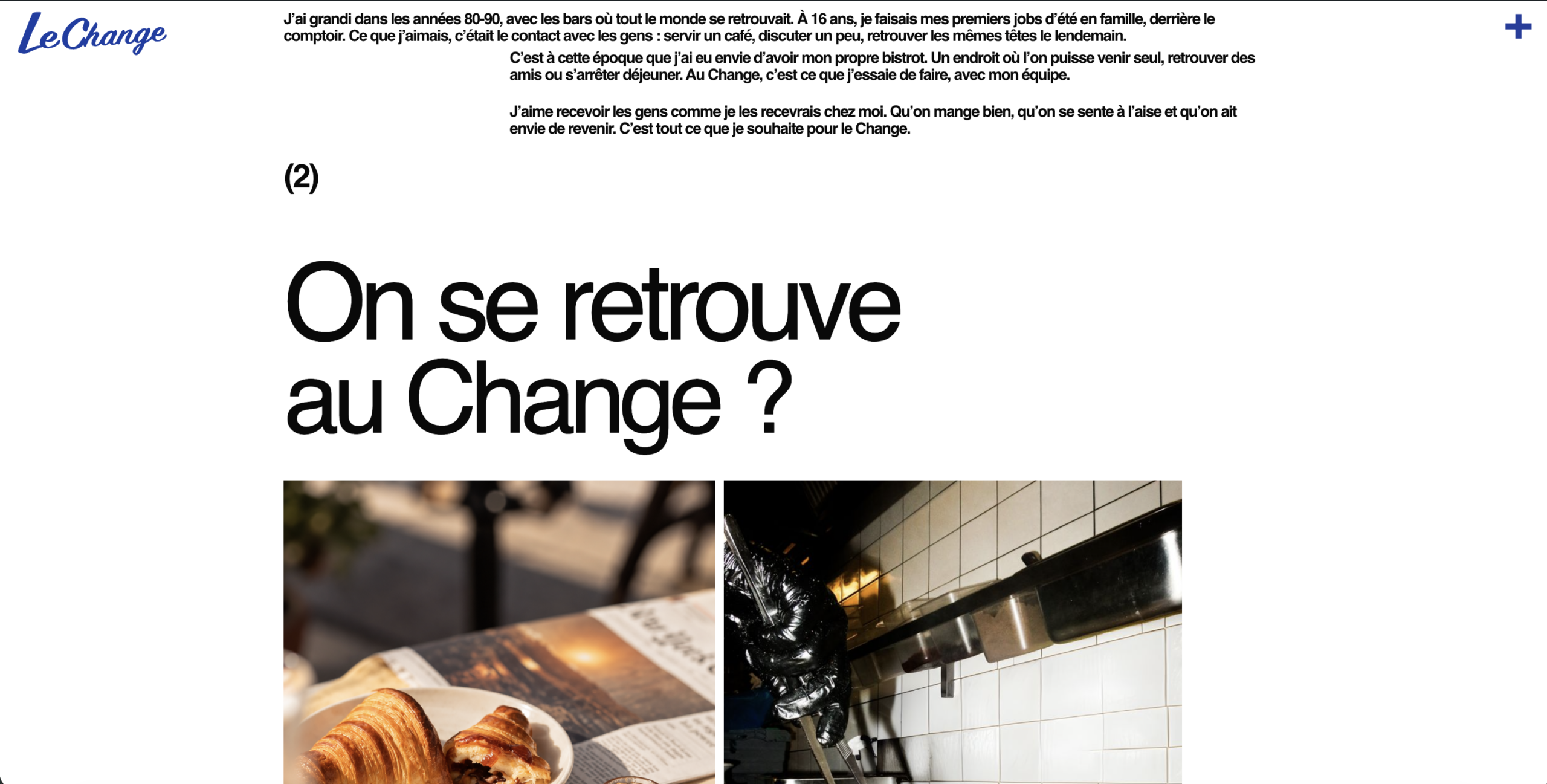 Website of the restaurant Le Change created by Tamara Chaudesaigues, a web designer in Paris
