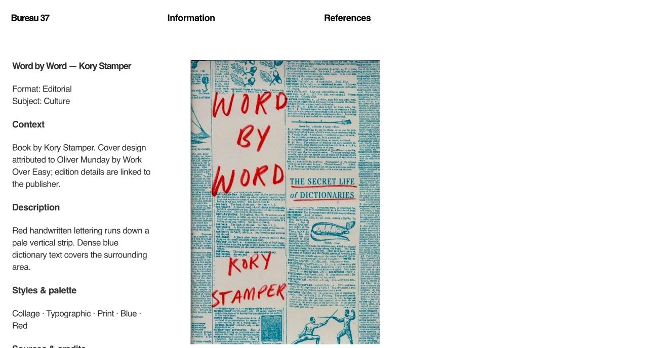 Interior page of the Bureau 37 website featuring a graphic reference in a layout designed by Tamara Chaudesaigues